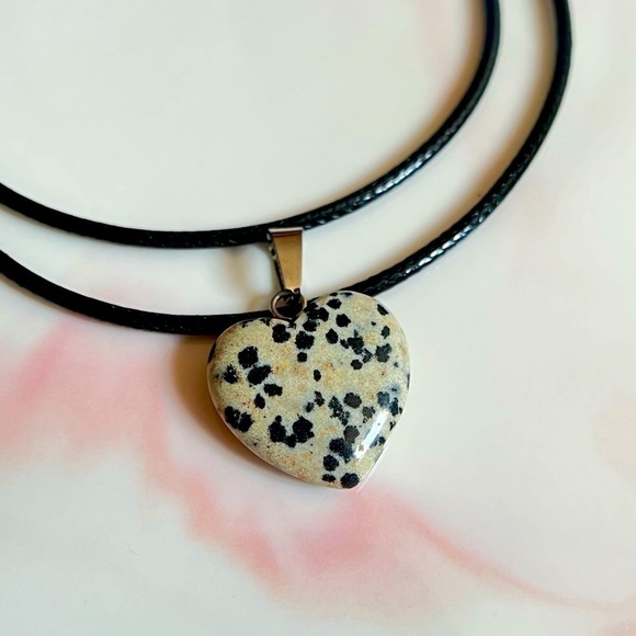 Natural Stone Heart Pendant Necklace - Picture 2 of 2